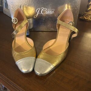 J. Crew Millie Gold and Silver Heels